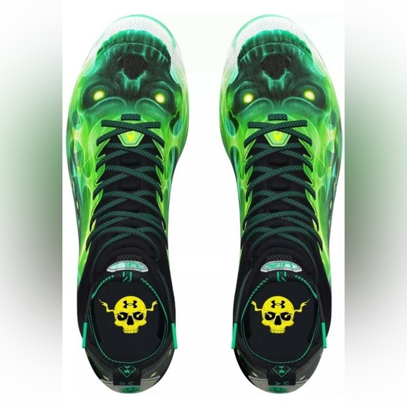 Under Armour Men's Spotlight Lux MC LE Slime Green Football Cleats - Picture 3 of 4